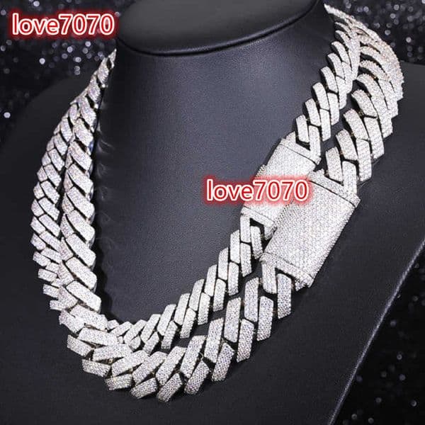 Custom Iced Out Hip Hop Cuban Link Chain Pass Diamond Tester 925 Sterling Silver Moissanite Diamond Mens Necklace