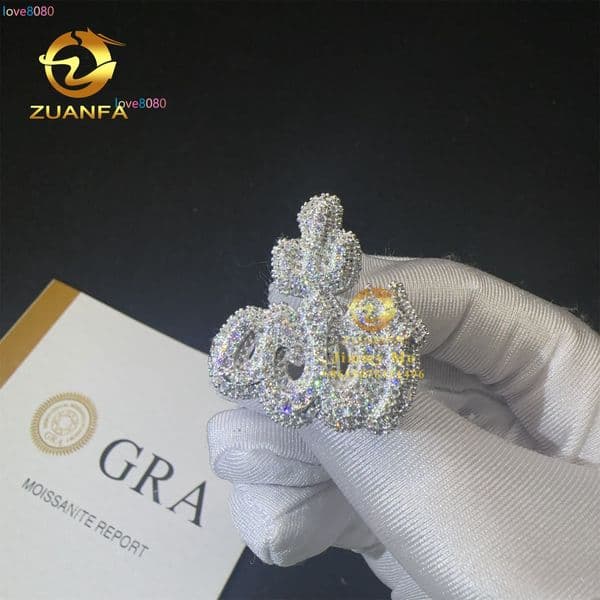 2024 New Design Buss Down GRA Certificates Religious 925 Sterling Silver VVS Moissanite Diamond Hip Hop Iced Out Allah Ring Men