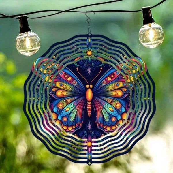 3D Butterfly Wind Spinner - Vibrant Kinetic Metal Mesmerizing Flutter Motion Garden Decor H260323