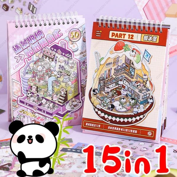 Wholesale 15IN1 3D Landscape Stickers Book 25d DIY Cabin Scene Sticker Birthday Gift for Child Kid 260319