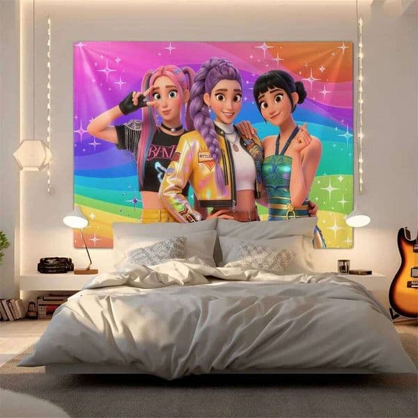 Cute Cartoon Hot Anime Art Tapestry Vibrant Home Aesthetics Decoration for Bedroom Living Room 26Y0324