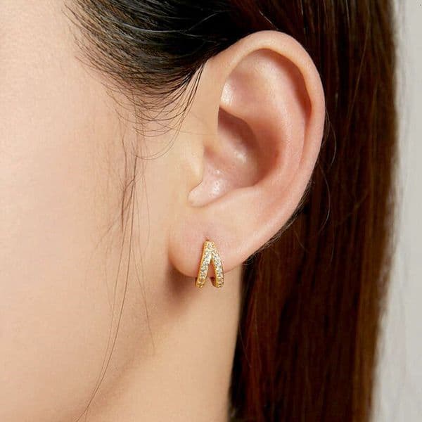 Korean Version Electroplated Geometric Fashionable Modern Temperament Hoop High-end Professional Women's Earrings