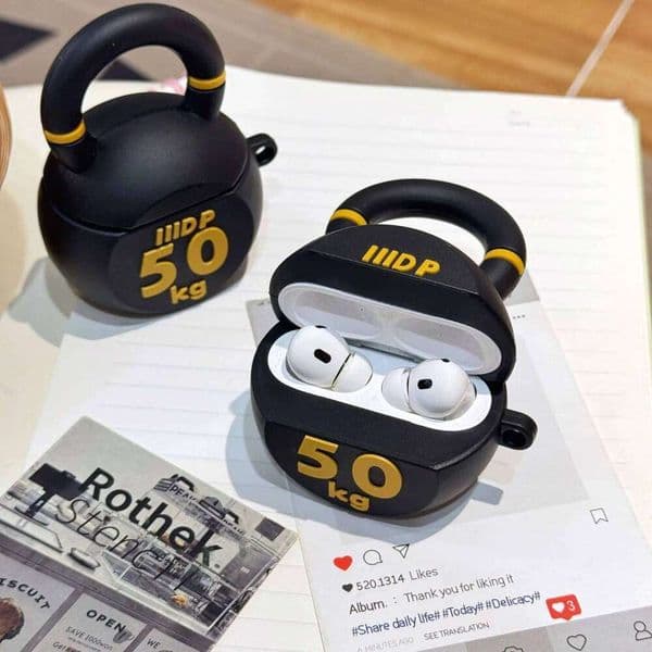 Cute 3D Fitness Kettlebell Pro Case,Silicone Protective Earphone For Airpods 4 3 2 1 Case Cover Funda 26L0324