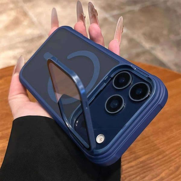 Full Lens Flip Stand Armor Magnetic Phone Case For iPhone 17 16 15 14 13 12 Pro Max Air Wireless Charge Matte Cover 26L0324