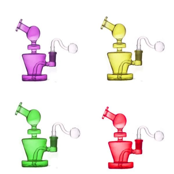 Portable Newest Rainbow colorful mini Travel 14mm female glass water bong pipe hookah tobacco bongs with smoking oil burner or tobacco bowl