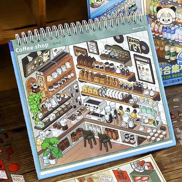 1 sticker1 pair of tweezers creative fun collection sticker book 3D miniature scene stacking handmade DIY decorative stickers 260319