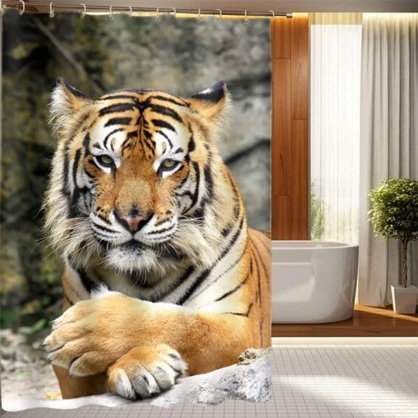 Designer New 3D h Shower Tiger Zebra Animal Series Pattern Waterproof Fabric Curtains Washable Bathroom Products 12 Hooks