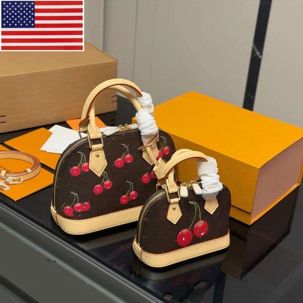 2026 Women Designer Old Flower Cherry Nano Shell Tote Shoulder Bags M13416 M14234 Removable Separable Adjust Leather Strap Crossbody Handbag