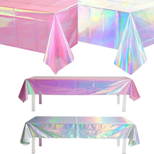 Tablecloth For Table Nappe De Birthday Iridescent Decor Shiny Laser Holographic Disposable Covers 260320