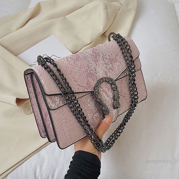 2025 Free Shipping Womens Designer Luxury Fashion New Fashion Serpentine Small Square Bag Single Shoulder Cross Shoulder Chain Bag gray