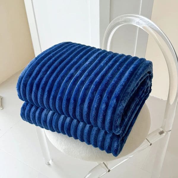 1 blue striped blanket thickened modern and simple n four seasons office nap suitable for bed or sofa 260324