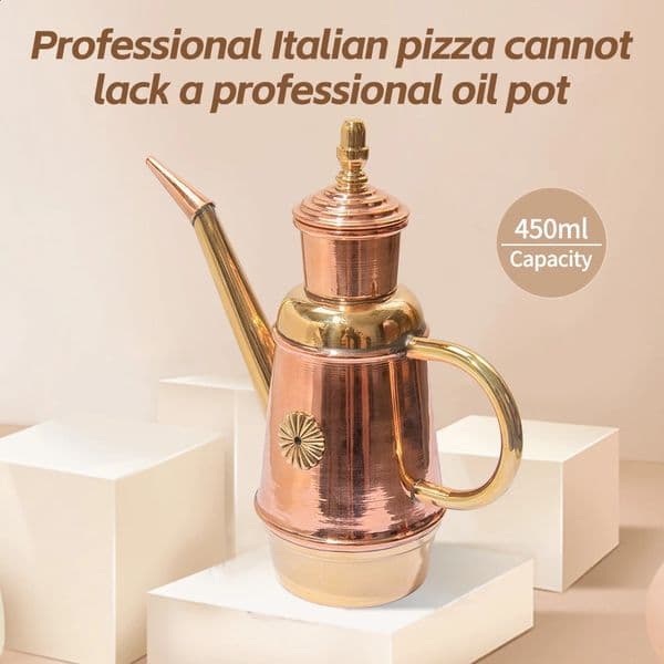Pure handmade Christmas gift Exquisite 450ml copper Italy olive oil bottle can kitchen oil pot coffee water bottle milk tea pot 260318BJ