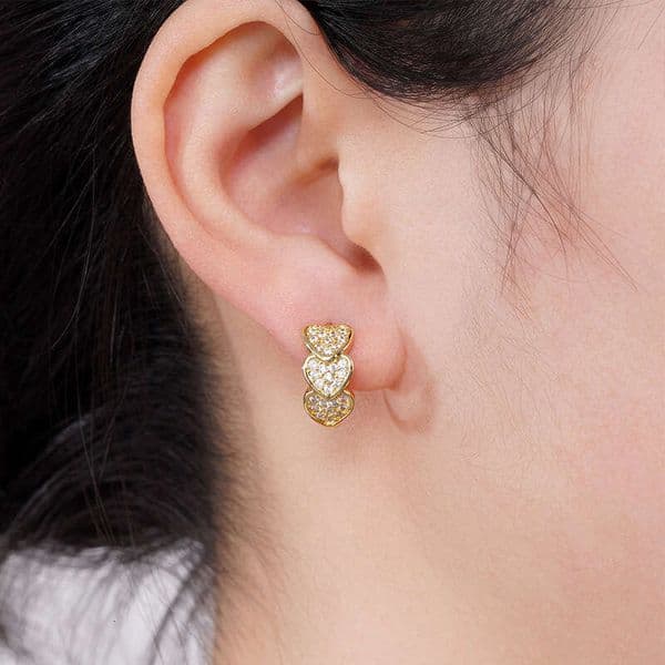 Jewelry Exaggerated Personality Hoop Korean Style Moissanite Heart Earrings Round Heart-Shaped Earrings