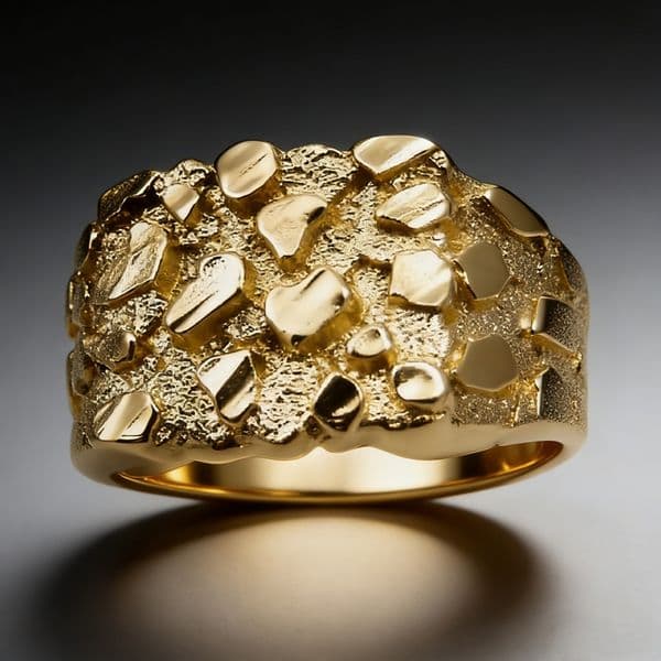 Thick Wide New Design 14k Gold Plated Nugget Smashing Band Ring for Men/Women Jewelry