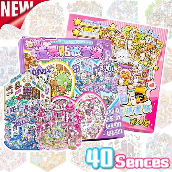 20Scenes 25D Landscape Sticker Collection Box Cartoon Scene DIY Toy Game Festival Birthday Present Gift for Kid Girl Child 260319