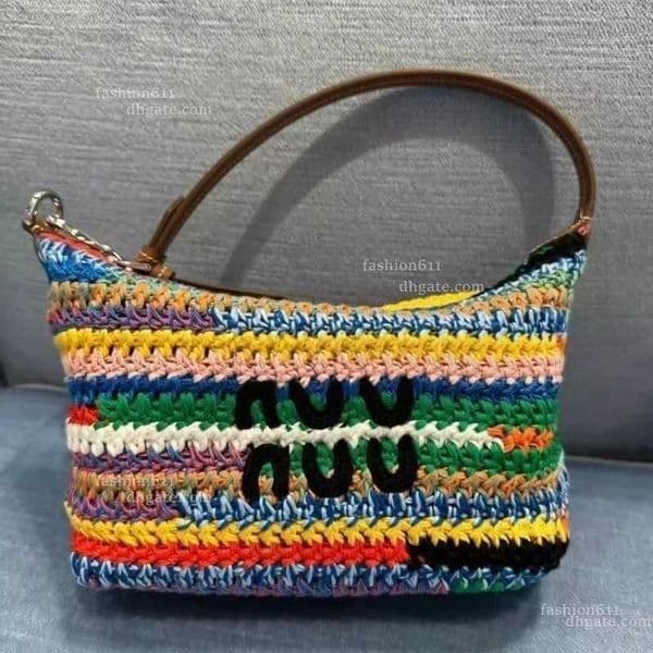 Rainbow Raffia Bag Lunch box Designer bag Crochet Tote Bag Crossbody Weave Hobo Beach Bag Summer School Handbags Travel Women Fashion Large Capacity Toilet Handbags