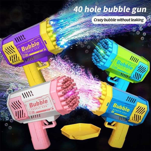 40 hole handheld massive foaming space light bubble machine electric childrens toys without battery without bubble water K260324