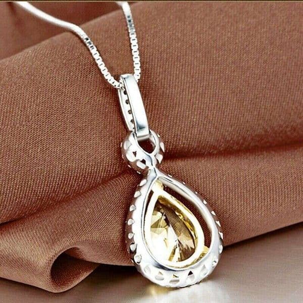 Jewelry Spring New Arrival Jewelry Style Yellow Pear-Shaped Water Drop Moissanite Necklace for Women Ladies' Collarbone Chain