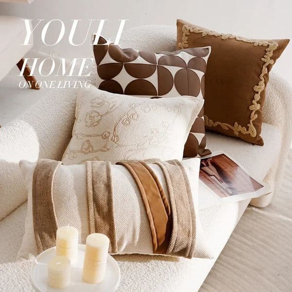 30x5045x45CM Light y Throw Pillow Cover Brown French Stamping Waist Cushion Decor Home Decorative Pillowcase 260324