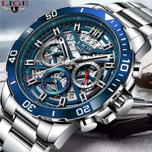 2025 New Mens Watches LIGE Top Brand Luxury Creative Hollow Watch Men Fashion Military Waterproof Quartz Wristwatch Reloj Hombre
