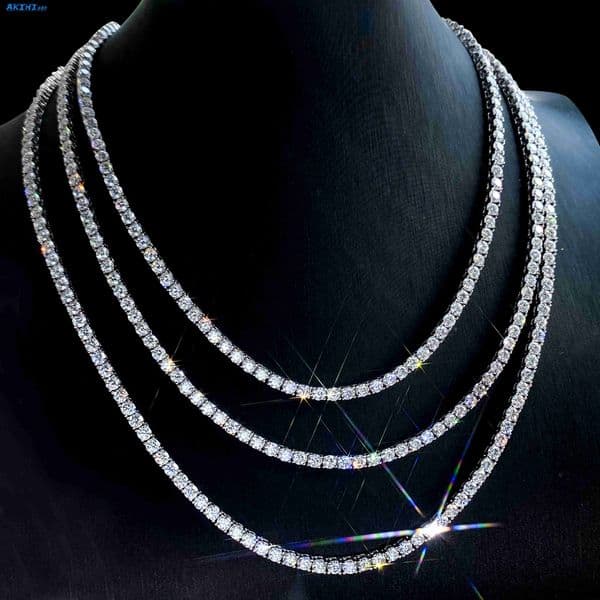 2026 New Hip Hop Style 5mm 925 Silver Fine Jewelry Necklace for Women GRA Certified Moissanite Tennis Chain Ice Chains