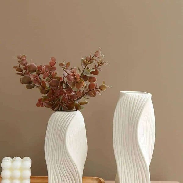 Nordic Plastic Dry Flower Arrangement Vase Hydroponic Bottle White Irregular Aesthetic Vases Pots Living Room Decor Craft 26Y0324
