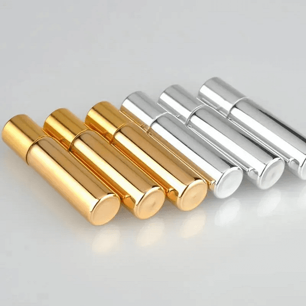 5ml UV Roll On Bottle Gold and Silver Essential Oil Steel Metal Roller ball fragrance Perfume Vials Roller Bottle