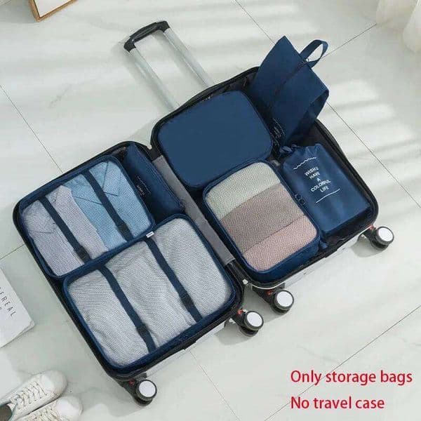 7-piece Travel Organizer Set Folding Storage Bags Wardrobe Cube Suitcase Packing Luggage for Clothes & Shoes 26Y0324