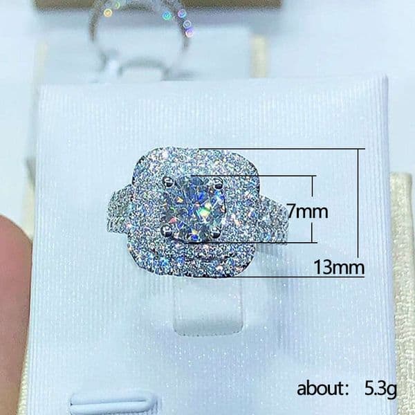 Best-Selling New Model: Inlaid Four-Prong Moissanite Square Ring Jewelry Luxury Wedding Jewelry Wholesale