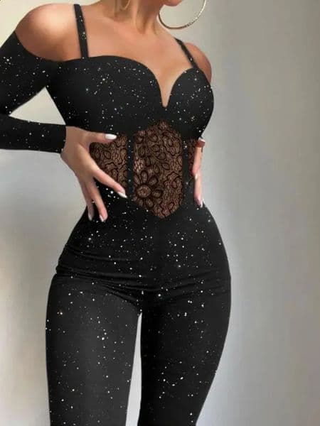 Jumpsuits Women One Piece Sexy Slim Bodycon Overalls Lace Hollow Out Spring Long Pants High Waist Rompers Y2k Streetwear 260321BJ