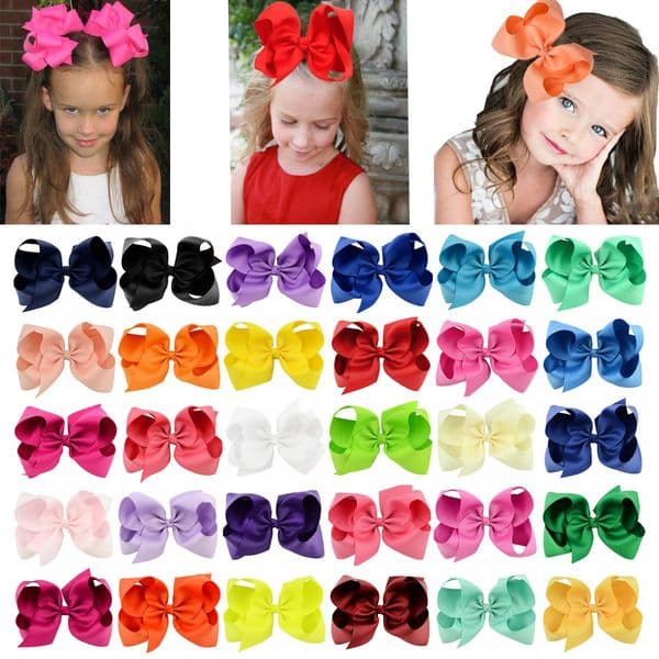 3/4/6/8 inches Baby Girl Grosgrain Ribbon Bow Barrettes Hair pins Clips Large Bowknot Barrette Kids Boutique Bows for Every Occasion
