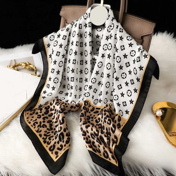 70cm Simple Presbyopia Printing Floral imitate Silk Scarf Headband for Women Girls Fashion Long Handle Bag Scarves Paris Shoulder Tote Luggage Ribbon Head Wraps