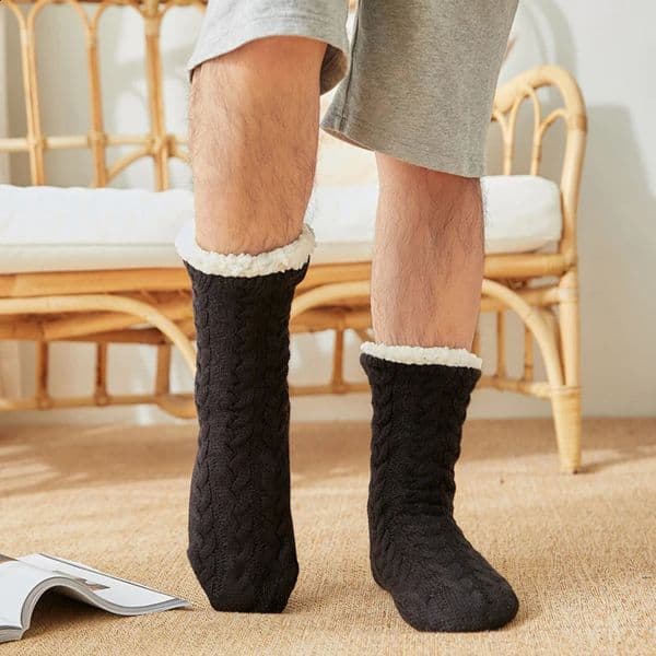 Thermal Socks Mens Winter warm Home Soft Male Cotton Thickened Plus Velvet Sleeping Anti Skid Grip Short Floor Slipper Sock 260321