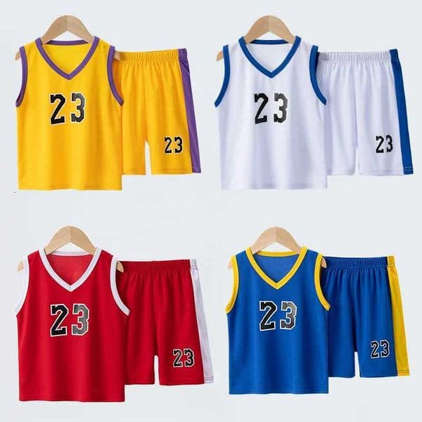 Summer CHILDRENS Basketball Suit Boys and Girls Sports Vest Shorts Suit 23rd Handsome Boys and Students Vest Suit 2-piece C260324