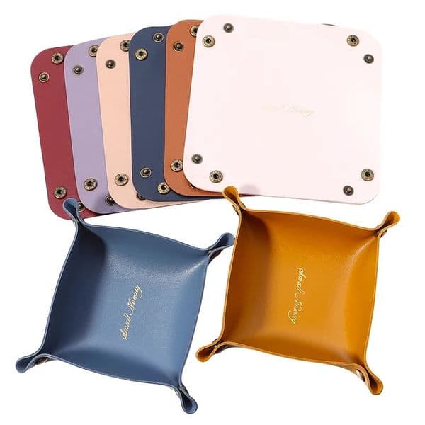 Nordic PU Leather Storage Box Desktop Tray Jewelry Cosmetic Key Basket Folding Case Table Organizer 260324