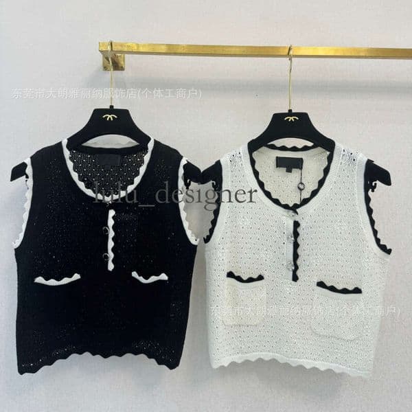 Designer tank top Brand~Top~Level Version 26 Early Spring New Style Solid Color Simple Sleeveless Round Neck Knit Vest