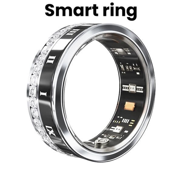 V2 Diamond-Inlaid Smart RingTitanium Steel BandFashionable Couple Ring & JewelryBluetooth Pedometer Sleep Monitoring Heart Rate Monitoring