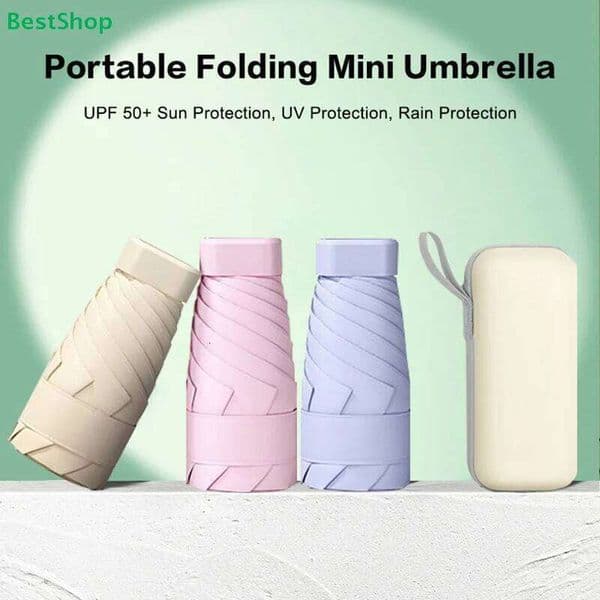 Portable Folding Mini - UPF 50+ UV Protection Sun and Rain Umbrella with Case 26Y0324