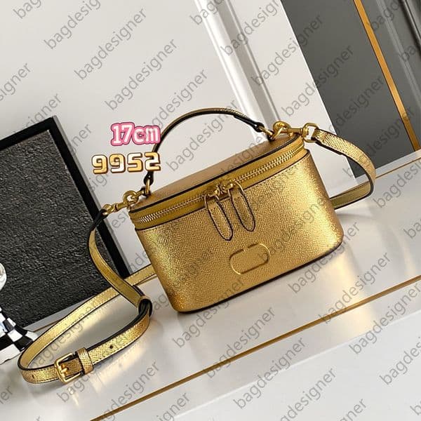 Vanity Bag Cosmetic Pouch Designer Cosmetic Bag Makeup Case Travel Wash Bag Zipper Travel Toiletry Bag Leather Make Up Bag Totebag Crossbody Designer Bag Gold