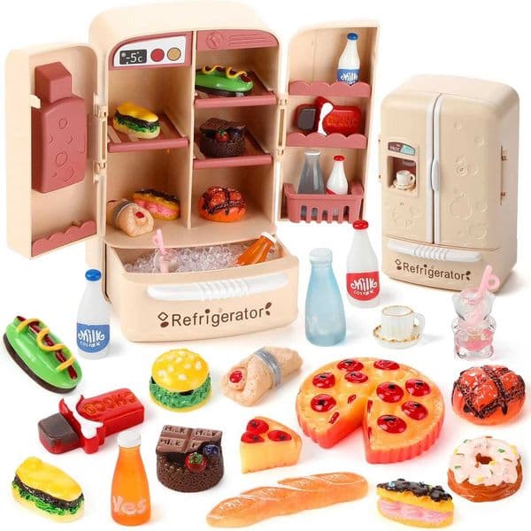 112 Miniature Furniture Shopping Cart Refrigerator Kitchen Shelve Mini Drink Dessert Food Dollhouse Kitchen Toy Model Gift new S251230