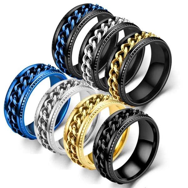 Titanium Steel Rotatable Chain Rings for Women Men Spinner Ring Multifunctional Chain Ring Men Bottle Opener Ring Jewelry GiftsXJ260324