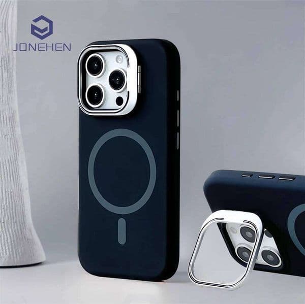 Invisible Lens KickStand Wireless Magnetic Case For iPhone 17 Air 16 15 14 13 Pro Max Liquid Silicone Bumper Cover 26L0324