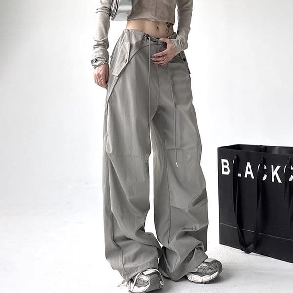 2025 Autumn Summer New Cargo Pants for Women, American Style Wide-Leg Pants, Loose Fit, Chic, Floor-Length, Sweatpants