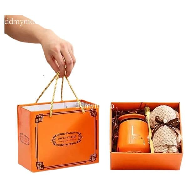 Couple Piece Ceramic Cup With Cozy Towel Spoon Gift Box Celebrationtions Oz Coffee Mug Set Babypets