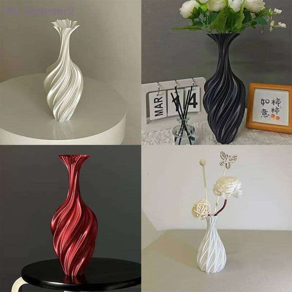 {MX} Modern Style 3D Printed With Twist Pattern Minimalist Nordic Home Table Decor Aesthetic Floral Display Vase 26Y0324