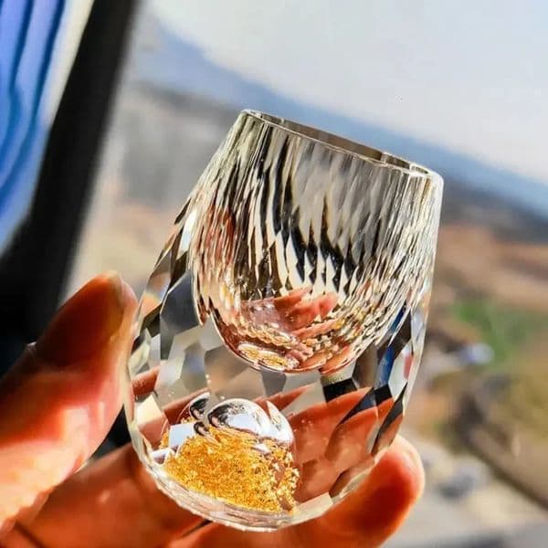 6pcs y Crystal Glass Vodka Sake Shochu Bar Liqueur Double Bottom Gold Foil Cup Highend Gifts Hard Liquor 260324BJ
