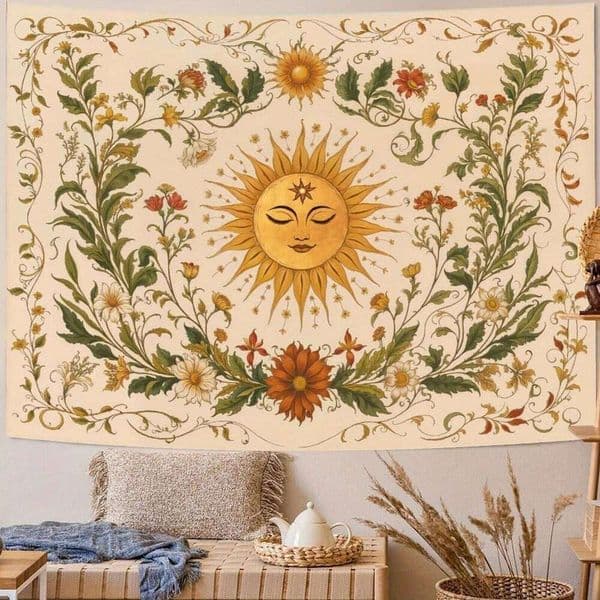 1pc Mandala Floral Tapestry - Vintage Bohemian Indian Style Wall Hanging for Bedroom, Living Room, Dorm 26Y0324