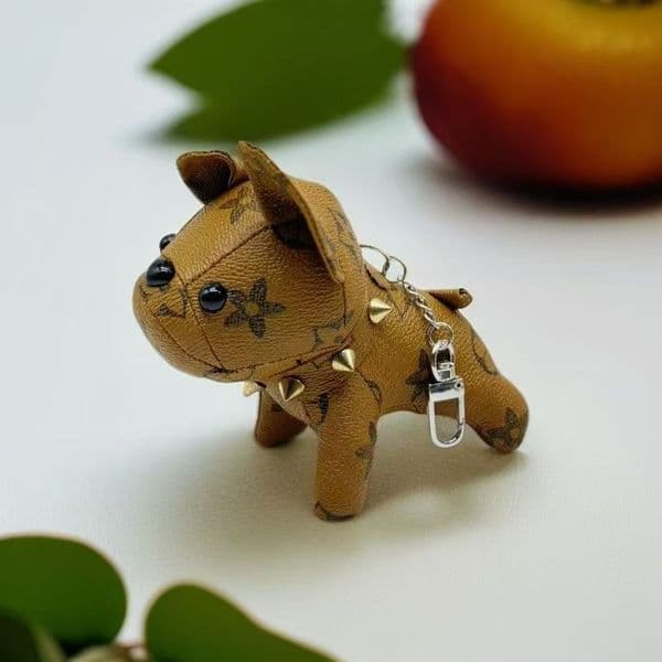 Brand Designer Letters Cartoon Animal Small Dog Creative Chain Accessories Key Ring PU Leather Letter Pattern Car Keychain Jewelry Gifts
