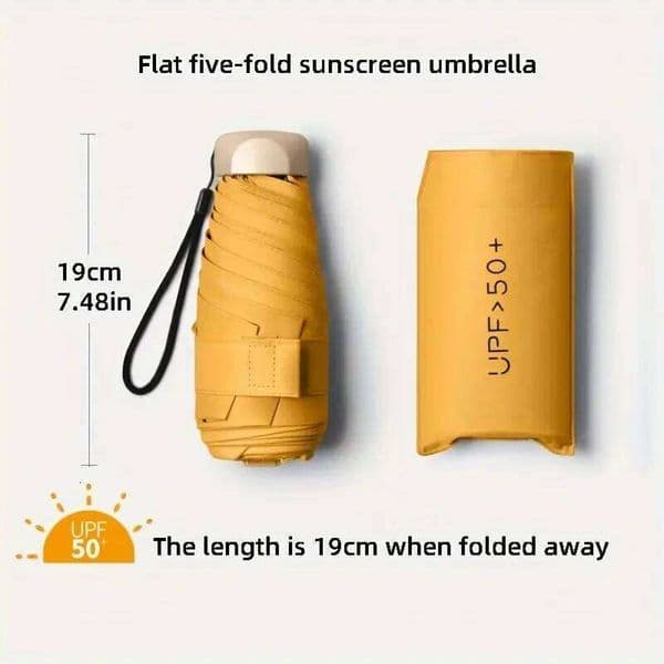 Compact 6-Rib Mini Folding Umbrella - Lightweight, Durable Aluminum Alloy Handle Frame, Manual Open/Close, Stylish & Portable 26Y0324