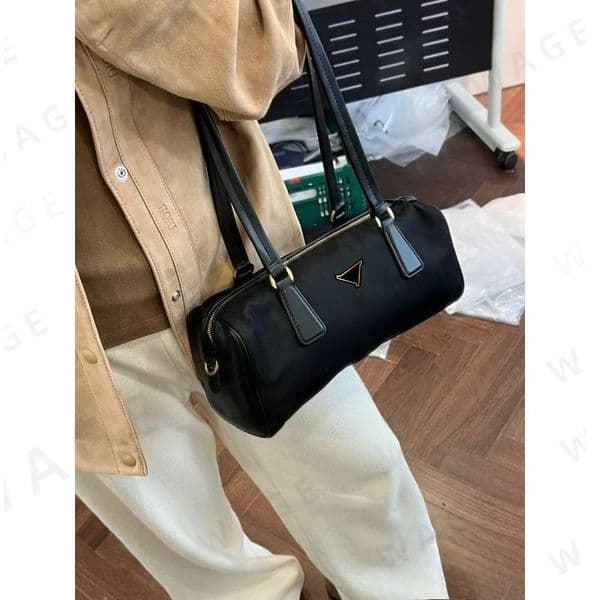 2026 Y2K Nylon Barrel Shoulder Bags, Multi-color With Logo, Lightweight Soft & Spacious For Daily & Travel Wholesale -4